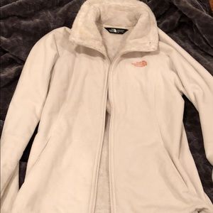 White and rose gold Northface jacket